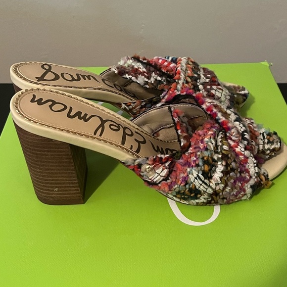 Sam Edelman Oda Slide Tweed Multicolor Knot Top Mule - Picture 7 of 14